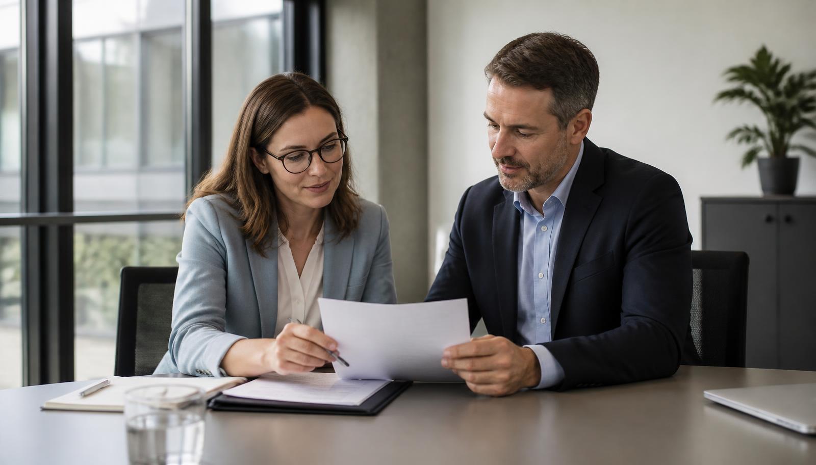 Arbeitgeber im Gespräch mit einer Ansprechpartnerin