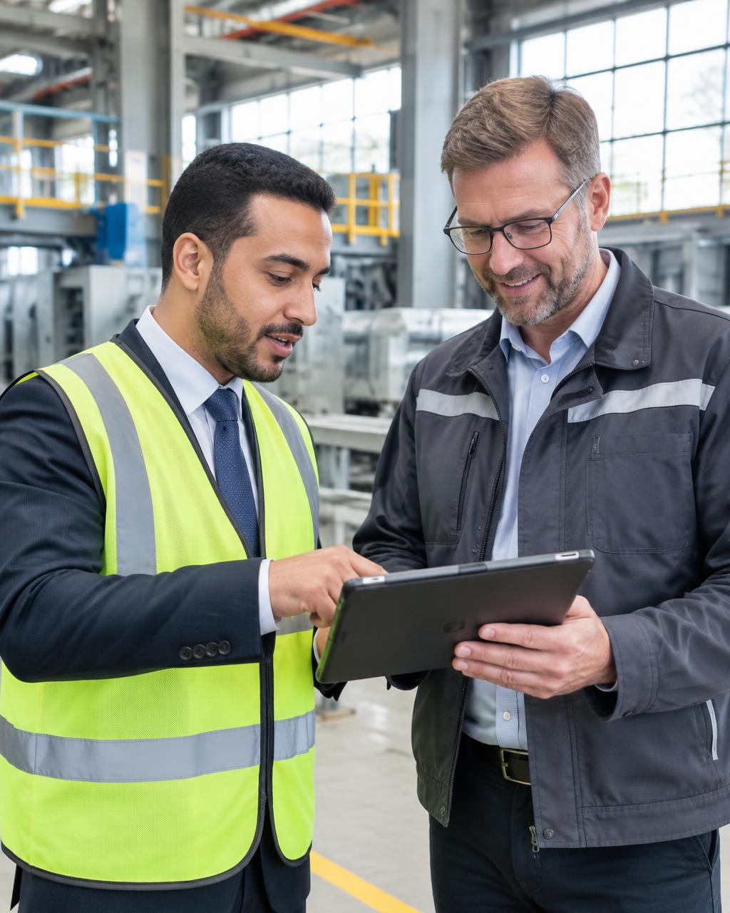 Ingenieur aus Tunesien im Austausch mit einem deutschen Betriebsleiter