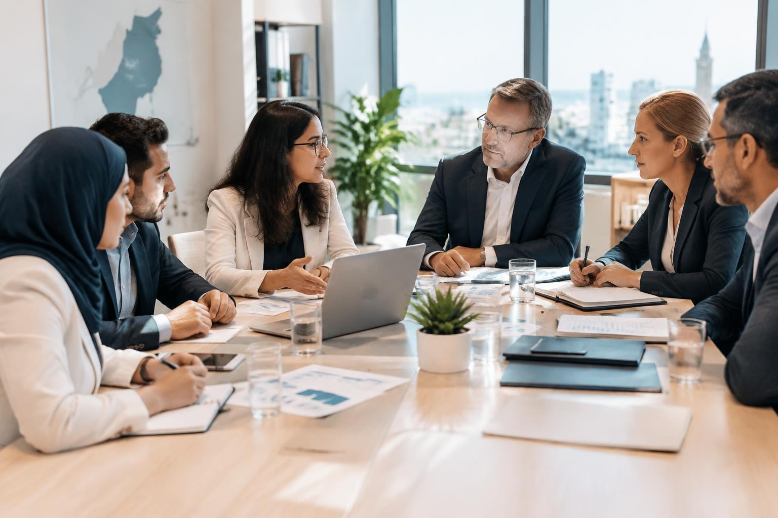 Tunesische und deutsche Partner bei einem gemeinsamen Arbeitstreffen